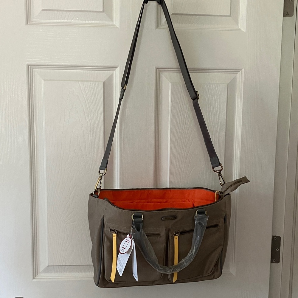 Stylish NWT Business/ Travel Gray Bag with Orange Interior